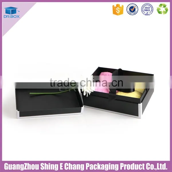 Luxury Customized Handmade Artwork Black Cardboard Printed Rectangular Gift Packaging Box/clothes Packaging Box photo-3