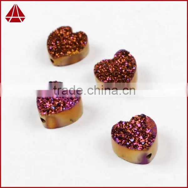 Titanium Coating Agate Druzy Drusy Heart Cabochon Semi-precious Gemstone From China photo-3