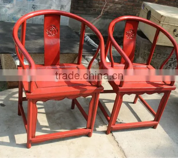 Commercial Furniture, Antique Pine Wood Red Chair photo-3