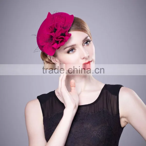 Classic Red Flower Hair Accessories Party Lady Fascinator