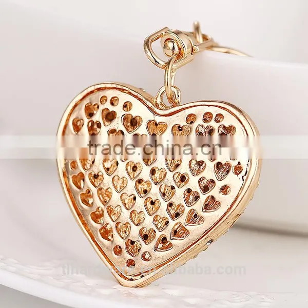 Creative Rhinestone Heart Keychain Charm Women Handbag CZ Diamond Keyring Crystal Lover Key Holder Bag Accessory Valentine Gift photo-2