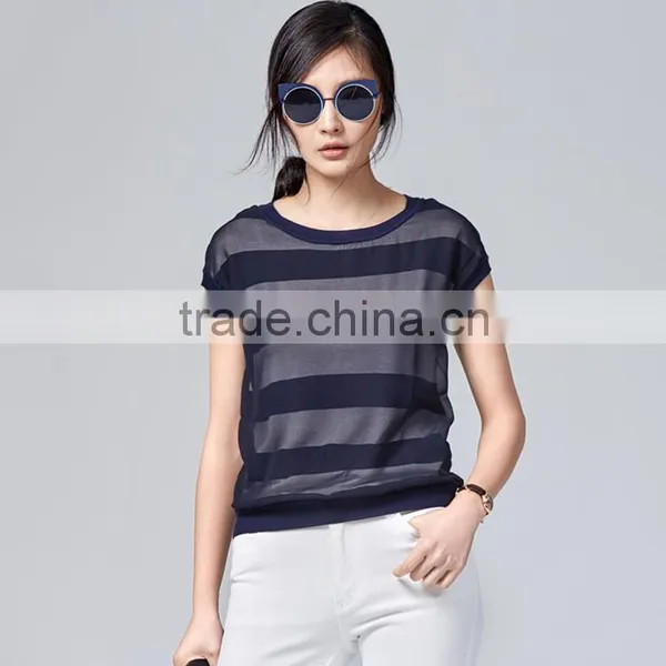 Woman Sweater Stripe Short Sleeve Spring & Summer Pullover