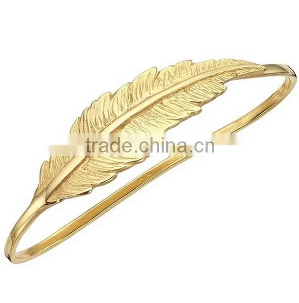 2015Fashion Gold Feather Hand Cuff Bangle photo-4