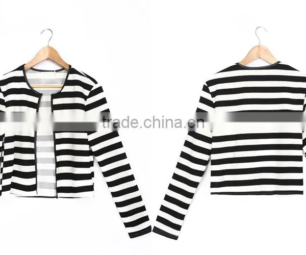 2016 Spring Black And White Strip Women Coat photo-5