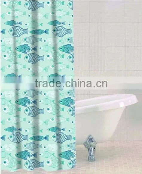 Shower Curtain Baby Fish Printed, Hot Sale Classic Bathroom Water Repellent Curtain