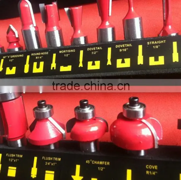 TC-035B 12mm Shank 35PCS Red Colour TCT Router Bit Set In Aluminum Carrying Case Quality Choice photo-3