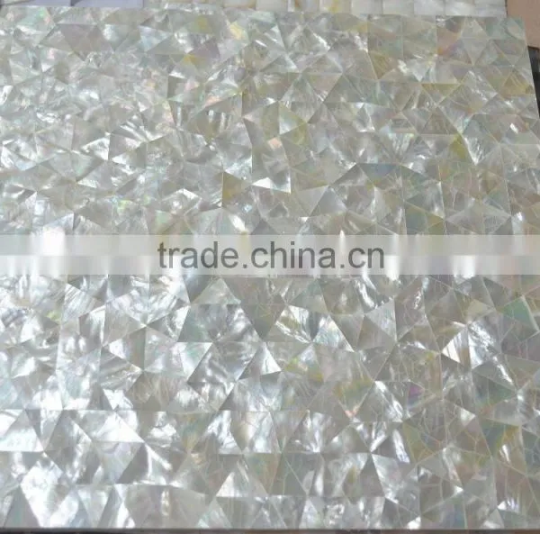 Crazy Crackled Pattern White Lip Sea Mother of Pearl Mosaic Panel