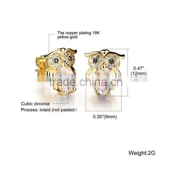 Red CZ Stone Fashion Jewelry 2016 Owl Women Girl Earring photo-3