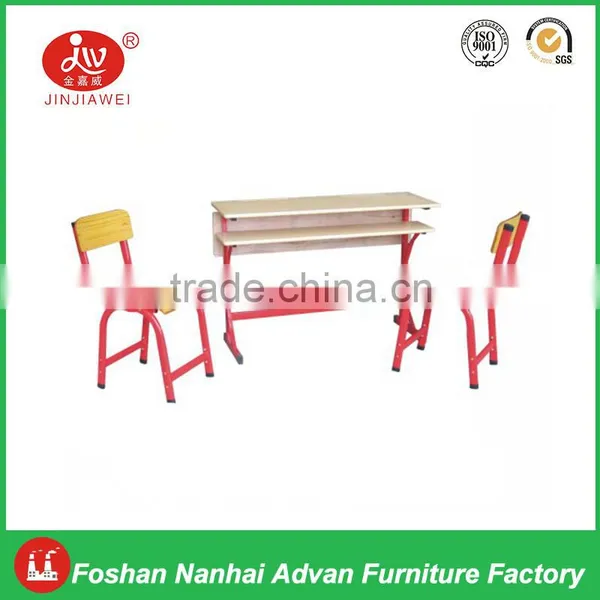 School Furniture Type and Wood/ Metal Material MDF Double Student Desk With Chair photo-2