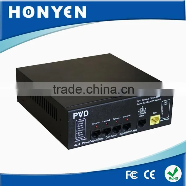 Power Video Data Surveillance 4 CH CCTV Video Balun HY-PV704J