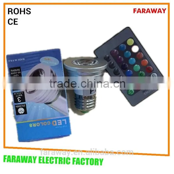 3w Colorful Led Magic Bulb With Remote/ Colorful 3w Rgb Ceiling Light photo-3