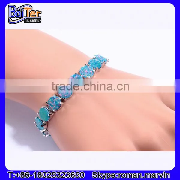 Wholesale Women Jewelry 925 Stelring Silver Synethic Fire Opal Bracelet photo-5