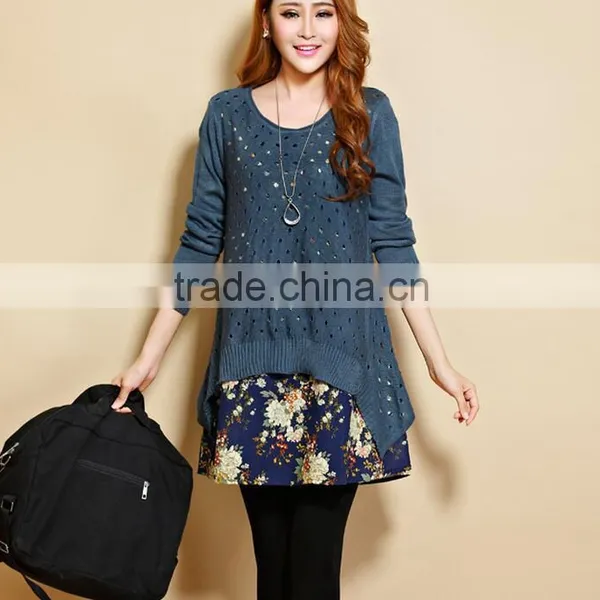 D96047t Spring Maternity Clothes Plus Size Maternity Dress Loose Fashion Long Sleeve Maternity Skirt photo-3