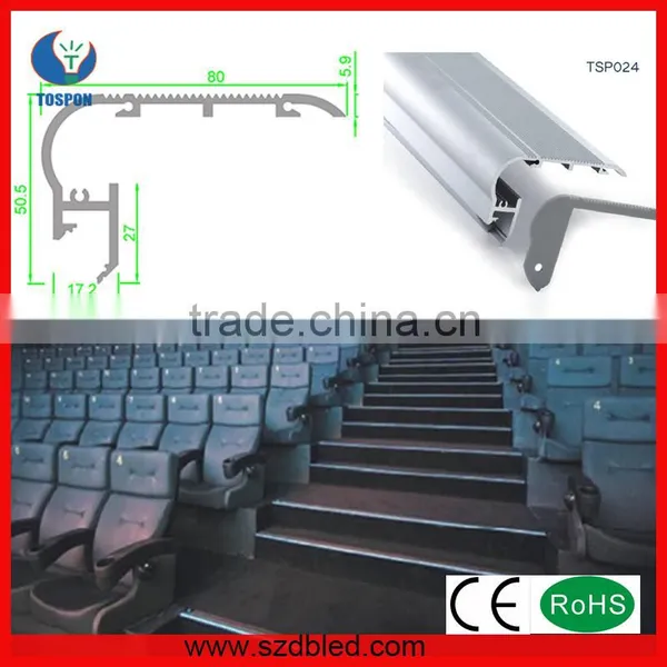 TSP024 Top Quality With Low Price Extruded Stairs LED Aluminum Profile With PMMA Diffuser For LED Strips Made In Shenzhen China