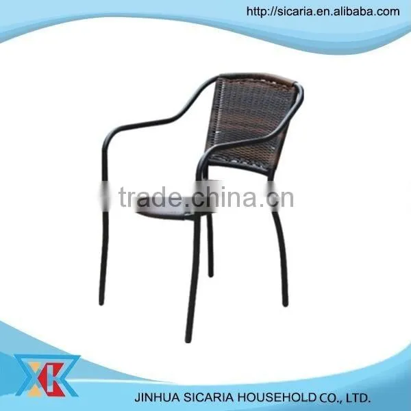 iron frame with rattan back and seat chair