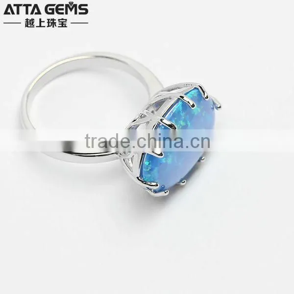 Beautiful Synthetic Opal Gemstones Ring 925 Silver Ring photo-4