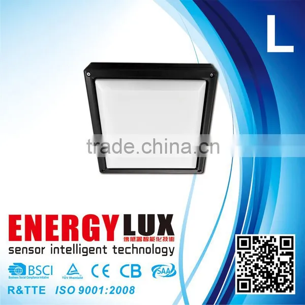 E-L34 Square Alu+pc 18W Waterproof Led Bulkhead With Microwave Sensor
