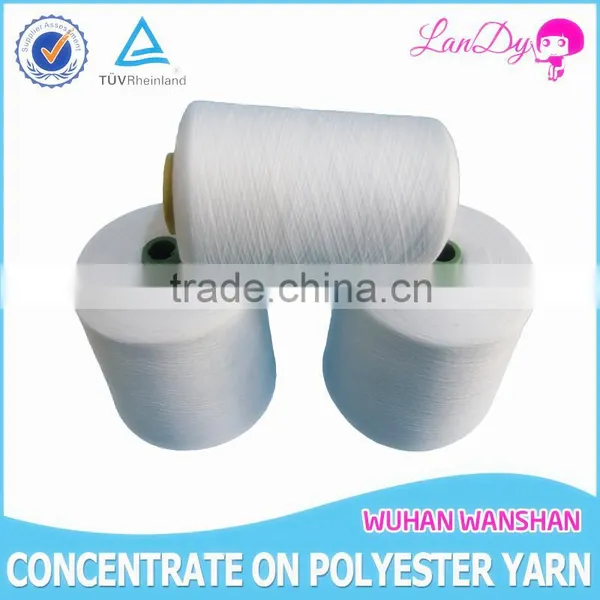 High Quality 20s/2 Optical White Spun Polyester Yarn for Knitting photo-2