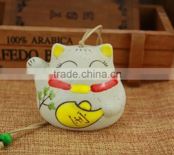 Cute Creamics Cat Wind Chime Decoration