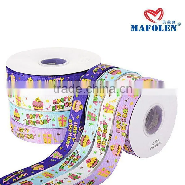 Mafolen Wholesale 1 Inch Grosgrain Printed, Birthday Wishes Ribbon by the Yard photo-6