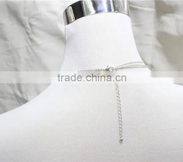 Silver Chain Layered Set Necklace w/ Tiny Triangle Metal Necklace 2016 Fashion Style Wholesale photo-4
