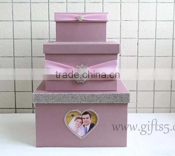 Elegant Wedding Gift Card Holder 3 Tier White Wedding Card Box Wholesale photo-2