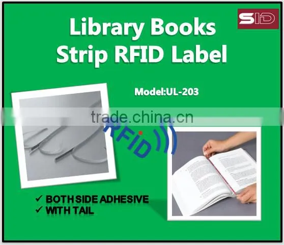 UL-203 UHF RFID EM Strip Library Books Label With Tail Both Side Adhesive