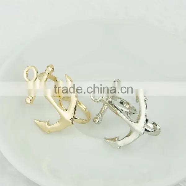 Fashion Jewelry Boat Anchor Dual Silver Ring photo-5