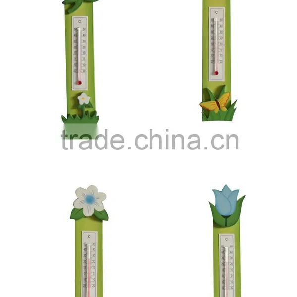 Wooden Flowers Thermometer Decoration Houseware Products Wooden Thermometer Weather Station