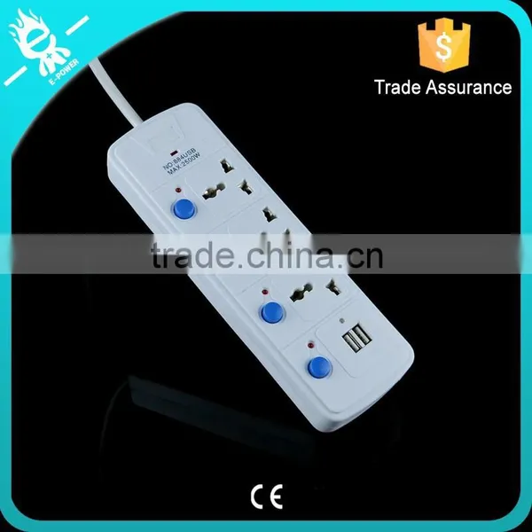 3 Way Universal Type Power Strip With Light Switch photo-5