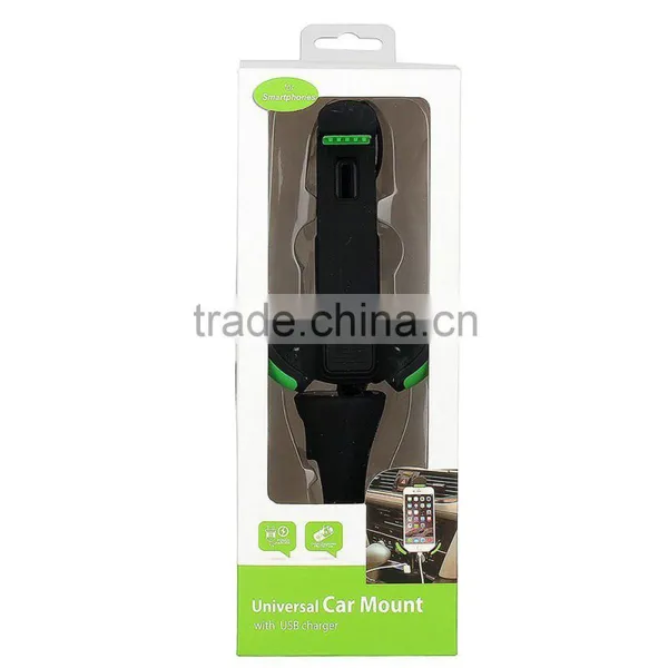 3in1 Universal Car Mount Holder With USB Charging Port And FM Transmitter For Smart Phones photo-6