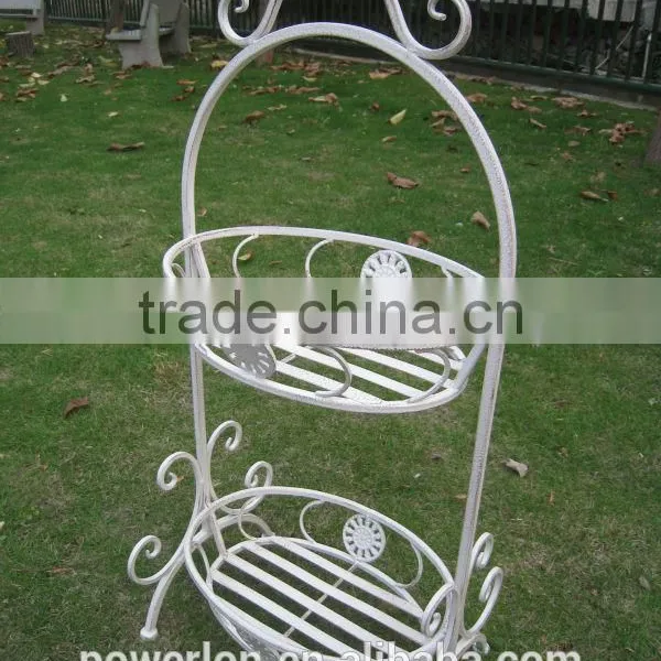 Antique White Wrought Irons 2-Tier Basket Unit photo-2