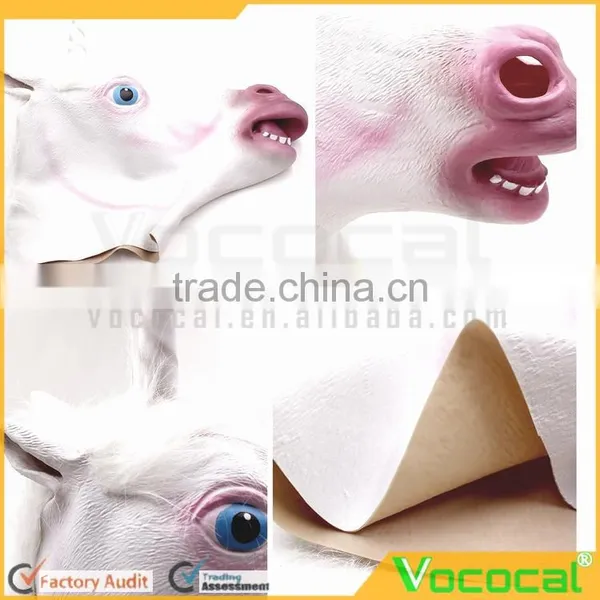 White Rubber Unicorn Cosplay Halloween Mask for Masquerade Carnival Halloween Costume photo-4
