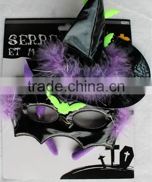 Halloween Sexy Girl Bat Headband and Mask With Feather photo-2