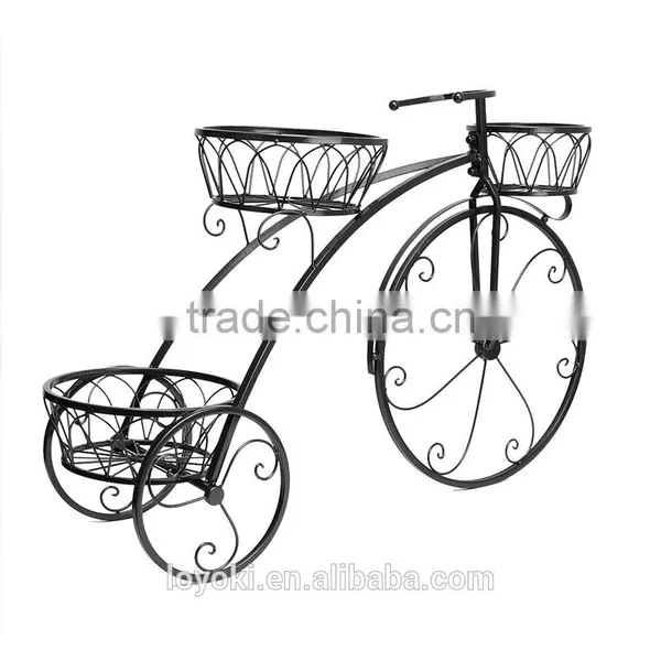Garden Cart Vintage Parisian Style Tricycle 3 Tier Metal Planter Display Stand / Flower Pot Holder Iron Flower Pot Stand photo-5