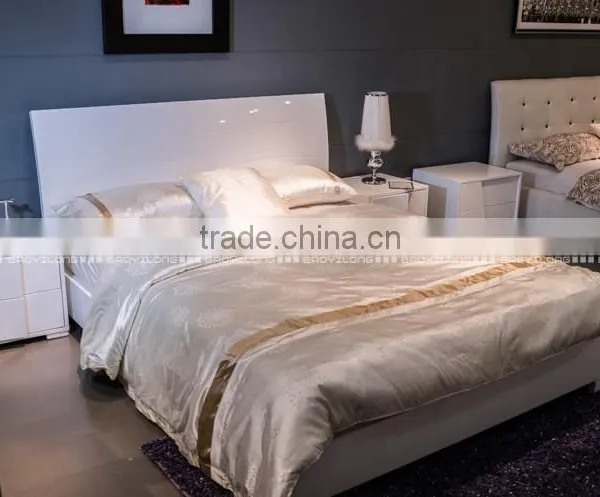 White Bedroom Furniture / Wood Double Bed / Latest Double Bed Designs B57 photo-4