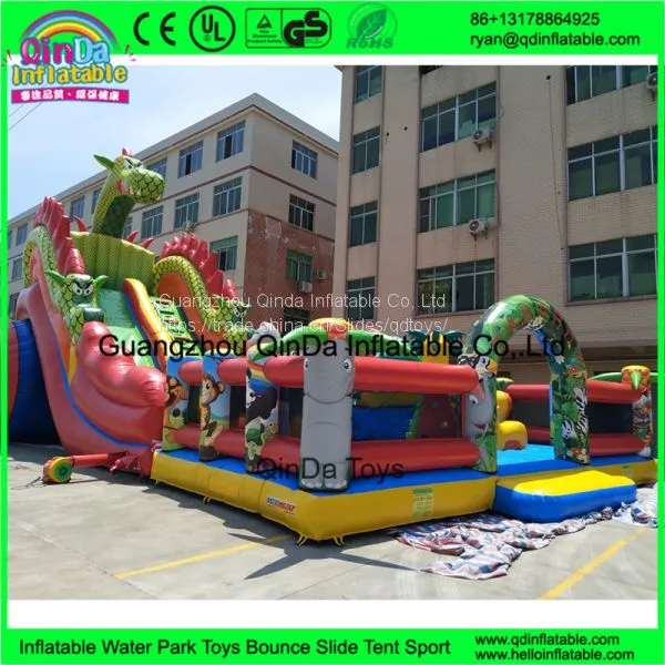 New Style Inflatable Bounce House 0.55mmPVC Dragon Fun City Giant Inflatable Slides for Sale
