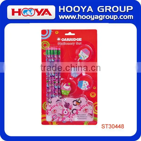 Hot Wholesales 12pcs Stationery Set Include 8pcs Pencil and Eraser for School Promotion photo-3