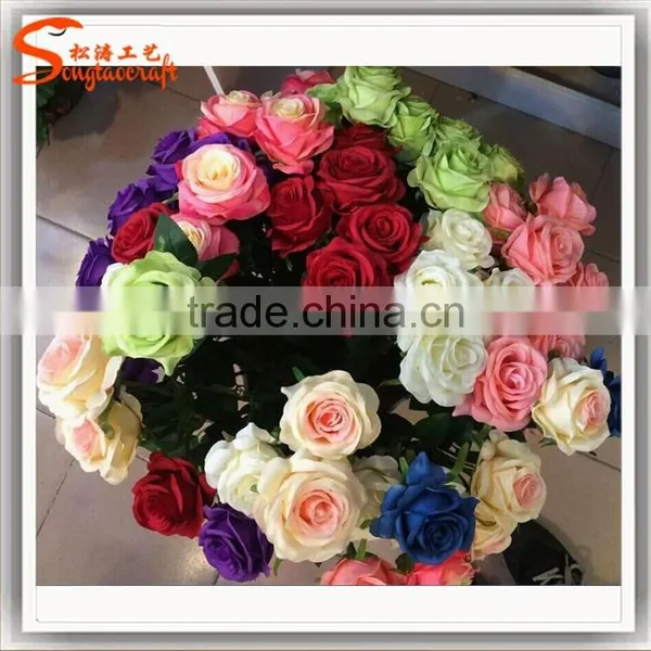 Factory Price Wholsale China Artificial Flower Decor Wedding Artificial Chinese Rose Flower Fake Decoration Flower photo-3