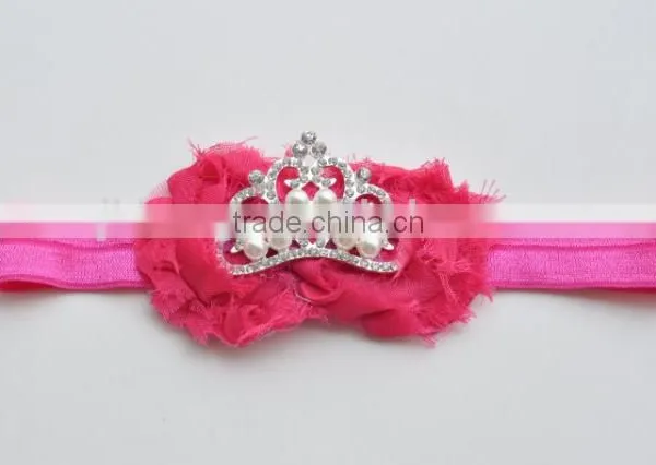 New Princess Elastic Crown Flower Headband Pearls Tiara Baby Girl Headband photo-3
