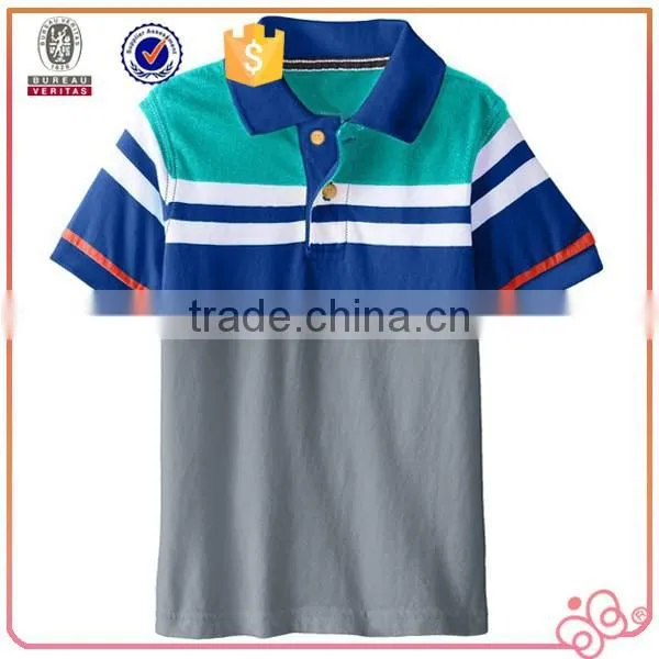 2015 Latest Design Stripe Printing Fancy Boys Child Cloths With Polo Collar photo-5