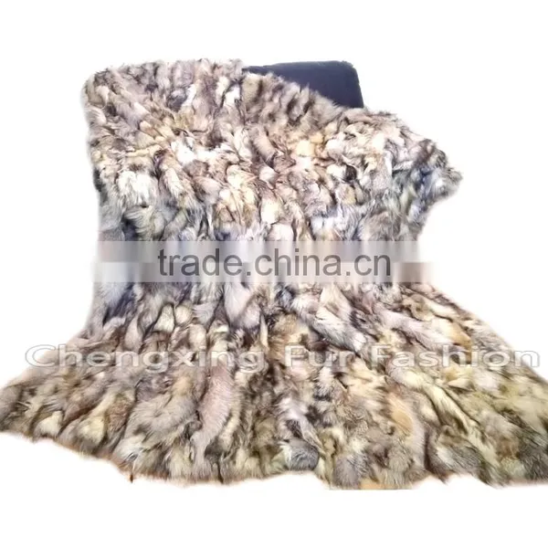 CX-D-85 Patchwork Blanket/Real Fox Fur Blanket/Throw Blankets photo-3