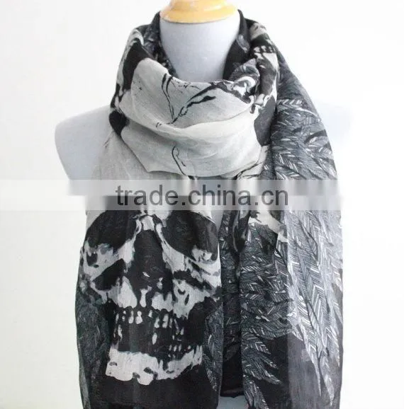 Skull and Leaf Scarf Large Skull Scarf With Leaves, Halloween Skull, Skulls, Halloween Skulls, Holiday photo-3