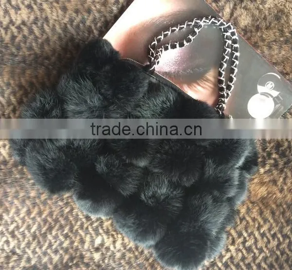 2016 New Design Rabbit Fur Pom Pom Bag/Wholesale And Retail/Fast Shipping/Super Quality photo-2