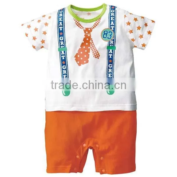Summer New Design Five-pointed Star Short Sleeve Baby Romper With Necktie photo-3
