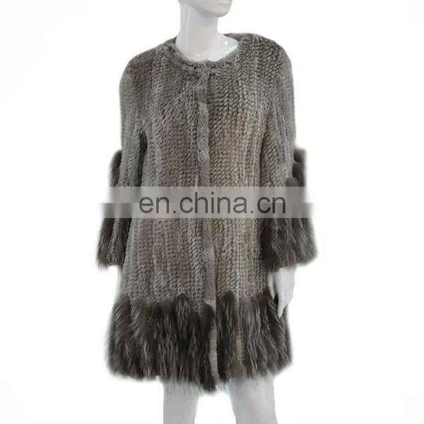 Updating Real Rabbit Fur With Silver Fox Fur Korean Long Coats Fur Dress