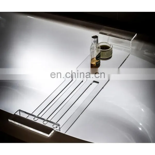 Acrylic Bath Tub Caddy Bathtub Caddy Tray With Ipad Storage Holder photo-3