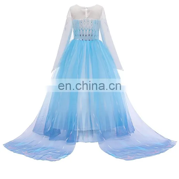 New Snow Queen Anna Elsa 2 Christmas Dress Kids Halloween Carnival Elsa Costume Girls Crystal Light Blue Long Sleeve Elsa Dress photo-2