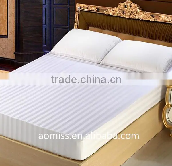 Luxury 5 Star Hotel Sateen Stripe Fitted Sheet With Elastic Bed Sheet for Hotel