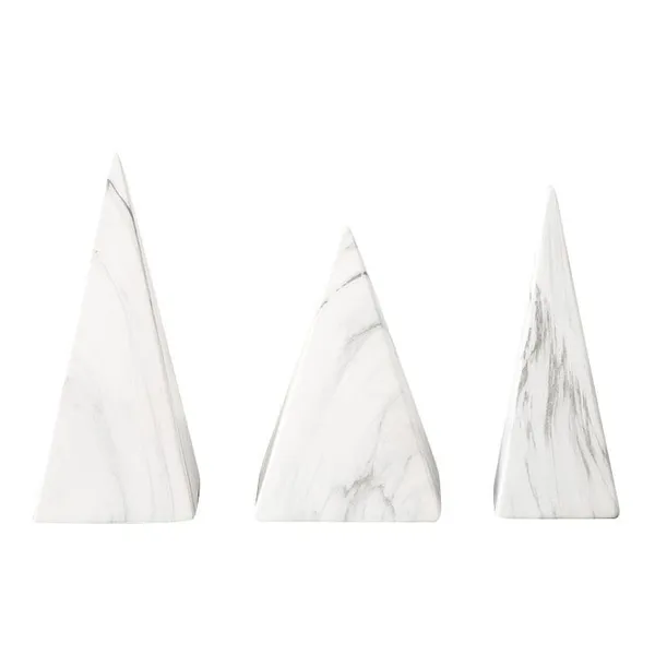 Water Transfer Printing Pyramid Figure Marble Triangular White Home Art Decoration photo-5